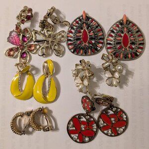 Clip-On Earrings, 6 Pairs of Vintage, some without clip